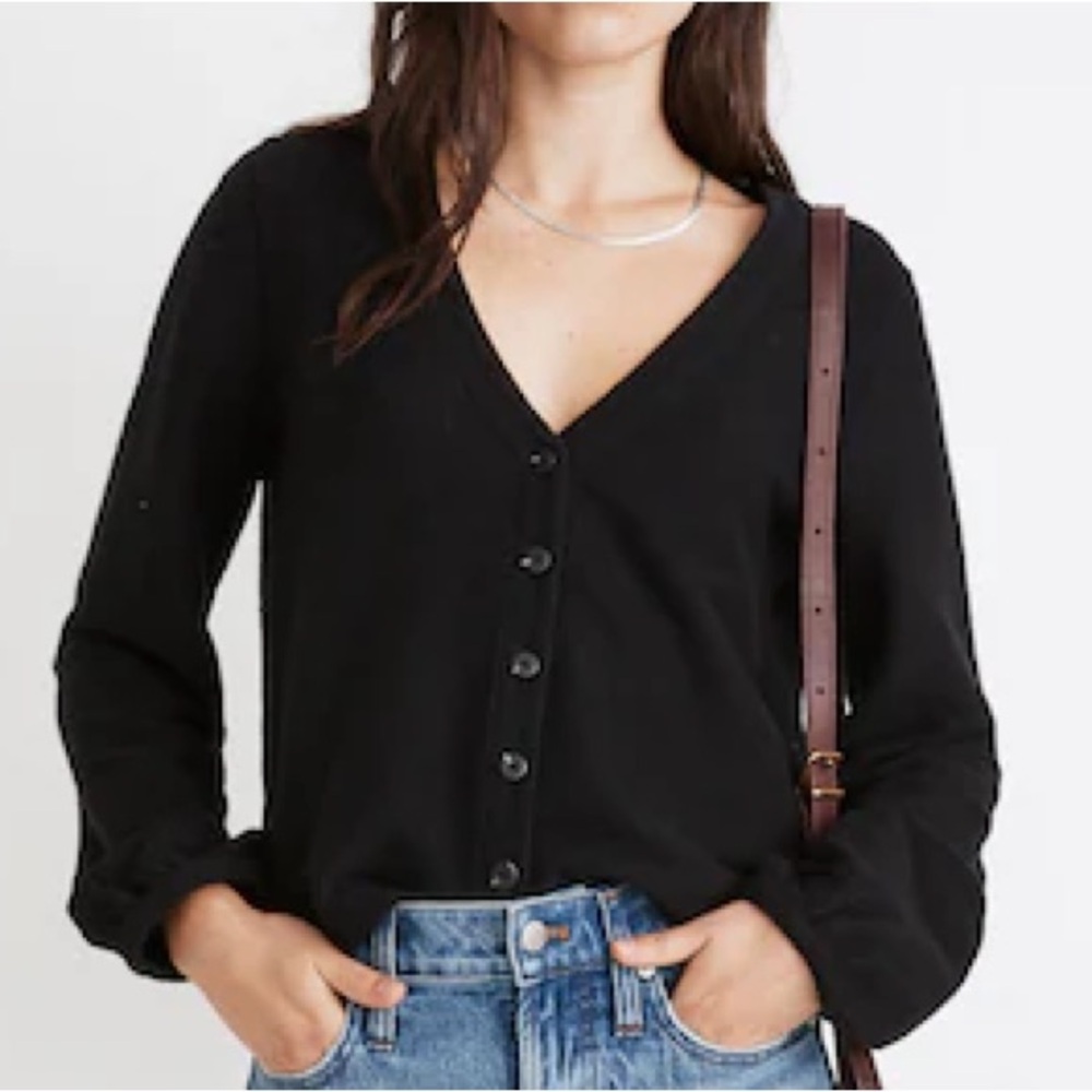 Madewell Bubble-Sleeve Cardigan Top